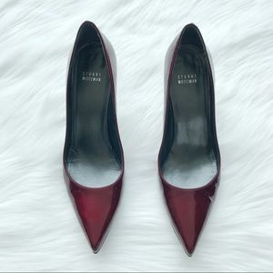 Stuart Weitzman Burgundy Red Patent Leather Pumps